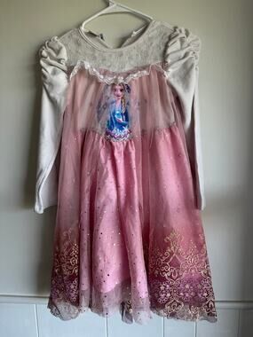 Lime Blue Korean Disney Elsa Frozen Dress Pink Tulle Long Sleeve Girls Size 6
